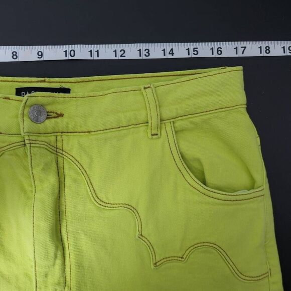 Pastiche Womens Western High Rise Straight Leg Jeans Size 31 Neon Green Retro - Picture 5 of 8
